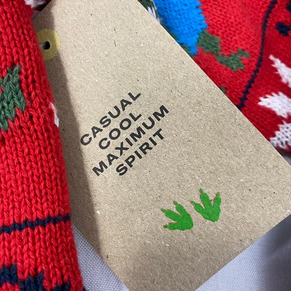 Maximus Rex Fair Isle T-Rex Ugly Christmas Sweater Kids Boys 3T Red Green Nordic - Picture 4 of 6